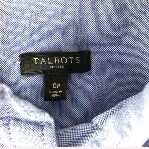 Talbots Jewel Embellished Blue Shirt Petite 6 - Picture 6 of 7